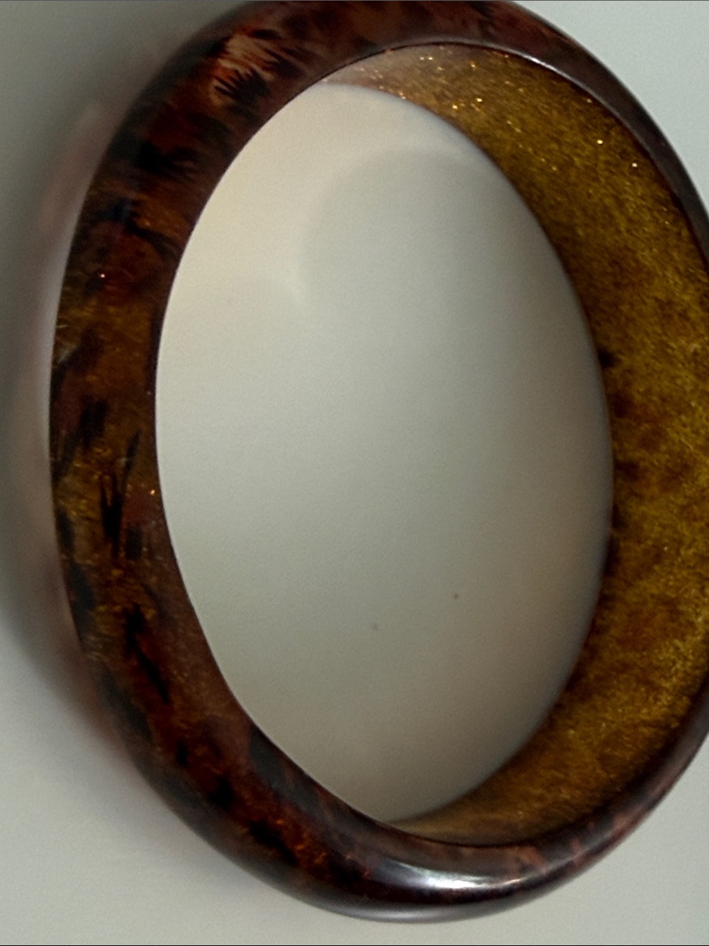 Vintage lucite acrylic bangle bracelet Brown Gold leopard print & glitter 80’s - Picture 12 of 16